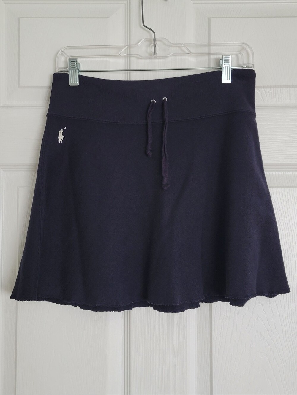 Polo Ralph Lauren Fleece Drawstring A-line Mini Skirt In Dark Navy